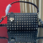 Valentino Small Rockstud Grainy Calfskin Crossbody Bag With All-Over Studs Black